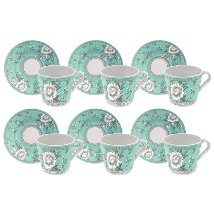 Tramontina Helen Set of 12 Porcelain cups and Saucers 185ml