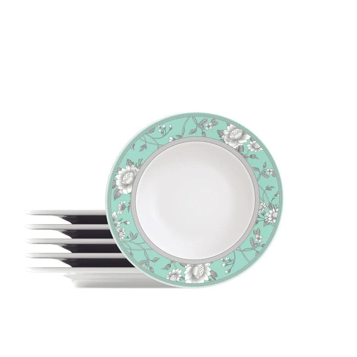 Tramontina Helen Set of 6 Decorated Porcelain Soup Plates 23cms