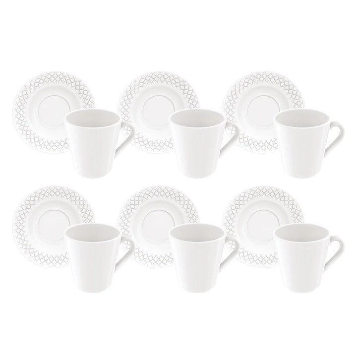 Tramontina Ingrid Set of 12 Porcelain Cups and Saucers 70ml