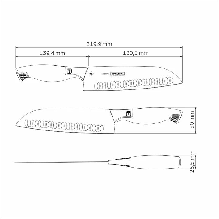 Tramontina Sublime Stainless-Steel Santoku Knife - 19.05cms