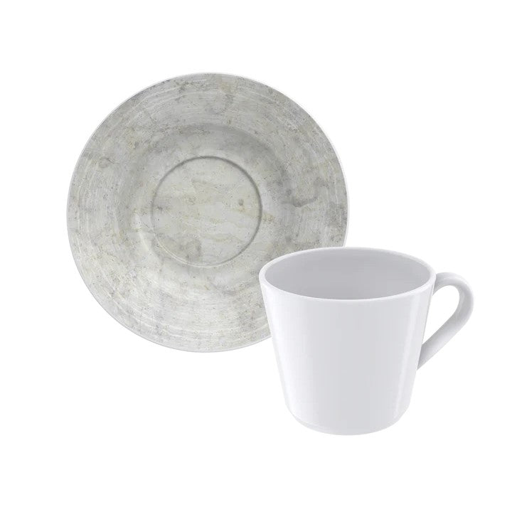 Tramontina Travertino Porcelain Tea Cups and Saucers 12pcs - 185ml