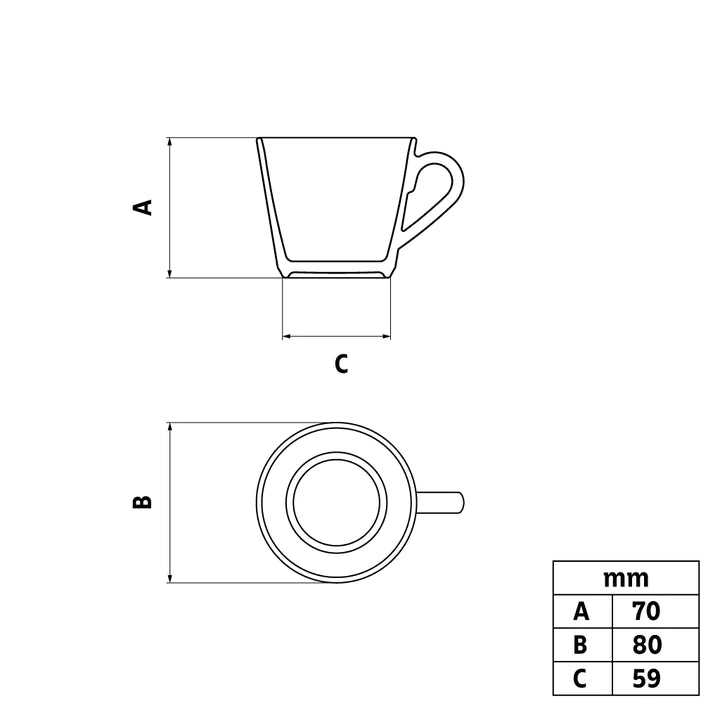 Tramontina Travertino Porcelain Tea Cups and Saucers 12pcs - 185ml