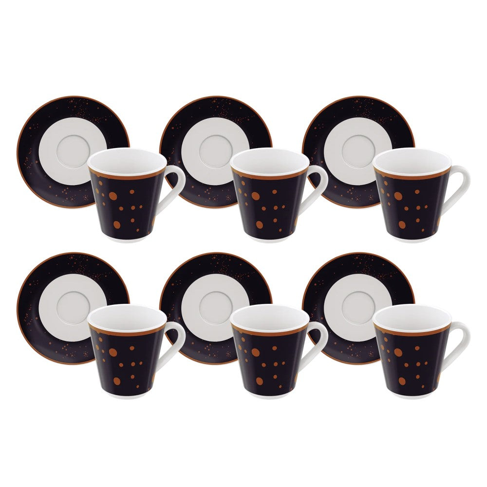 Tramontina Valentina Porcelain Coffee Cups and Saucers 12Pcs