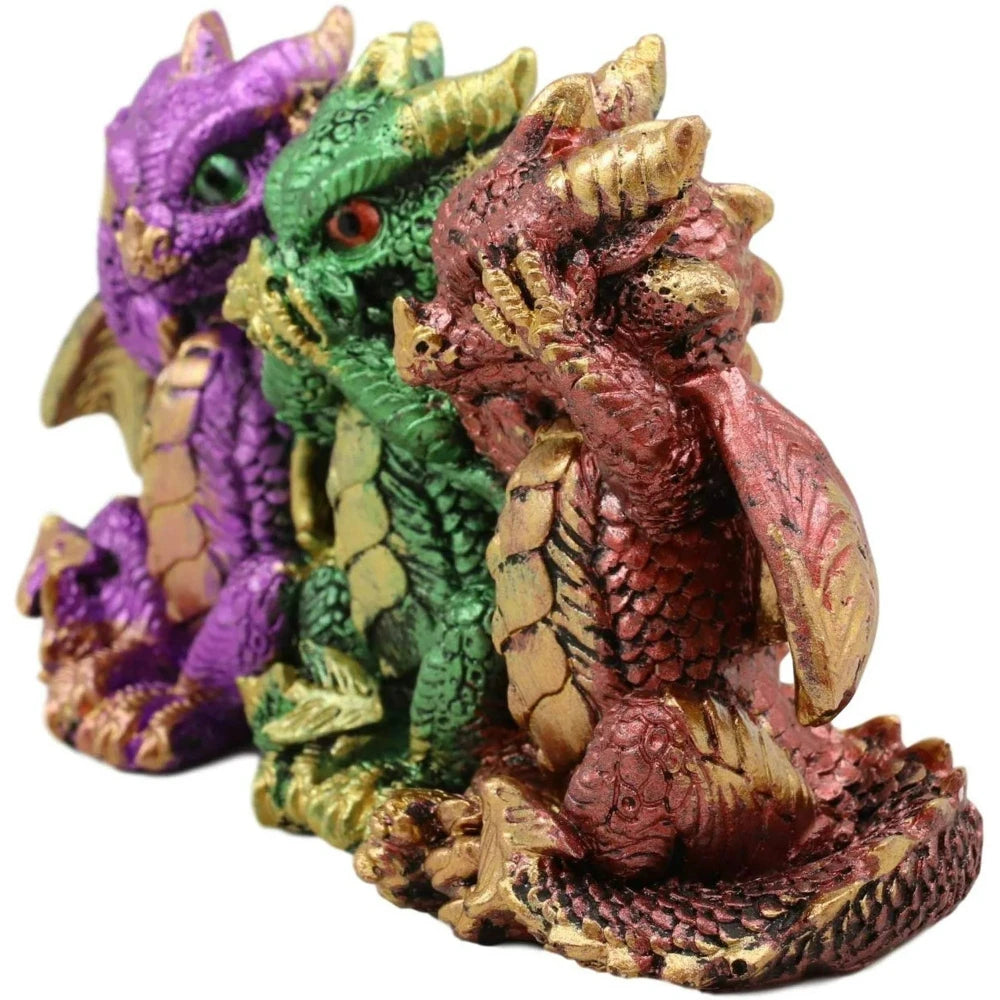 Trio of Wisdom Enchanting Baby Dragon Decor