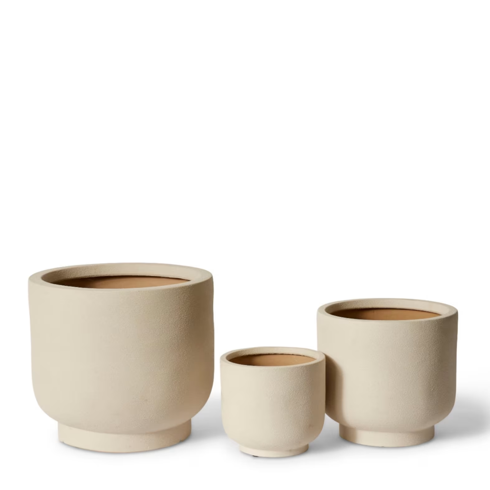 Trio of Modern Minimalist Anders Planters - Grey - Set of 3