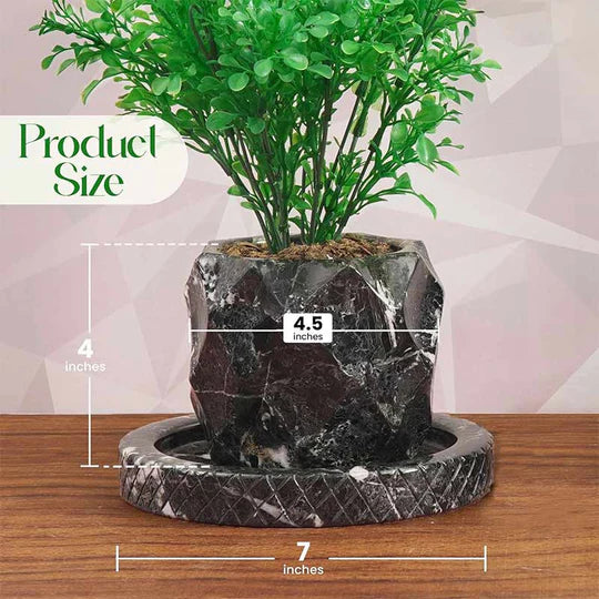 Tropical Pineapple Design Plant Pot 10cms - Black