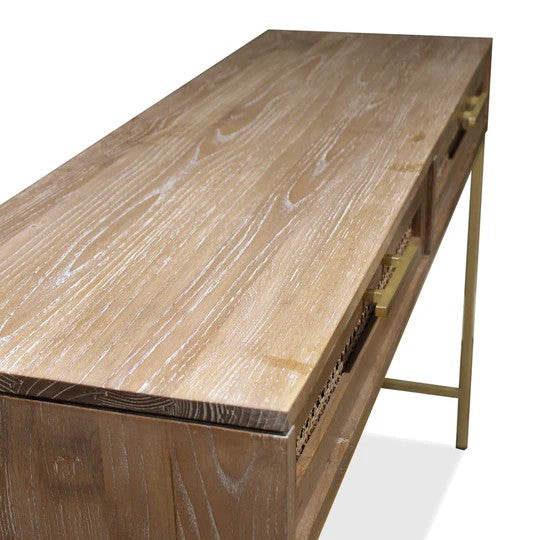Tropical Retreat Mala Timber and Rattan Console Table