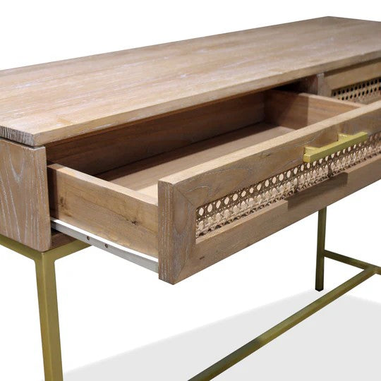 Tropical Retreat Mala Timber and Rattan Console Table