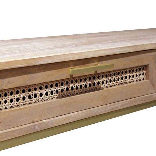 Tropical Retreat Mala Timber and Rattan Console Table