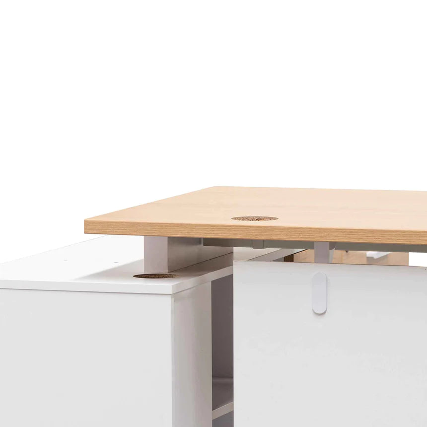 Ultimate Right Return Office Desk 160cms - Natural & White