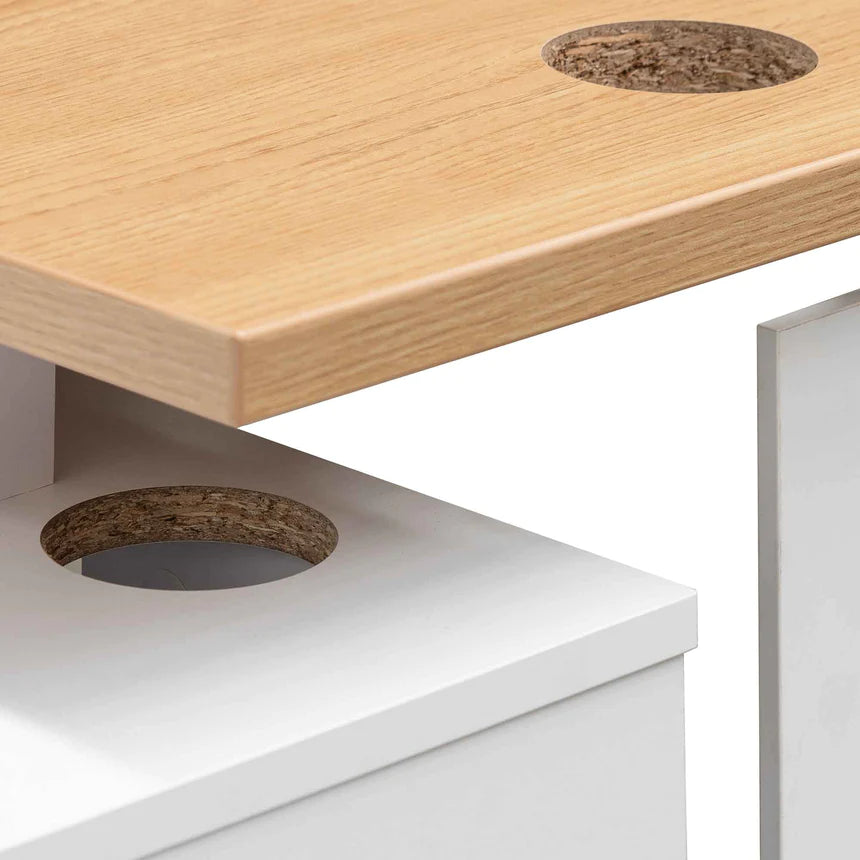 Ultimate Right Return Office Desk 160cms - Natural & White