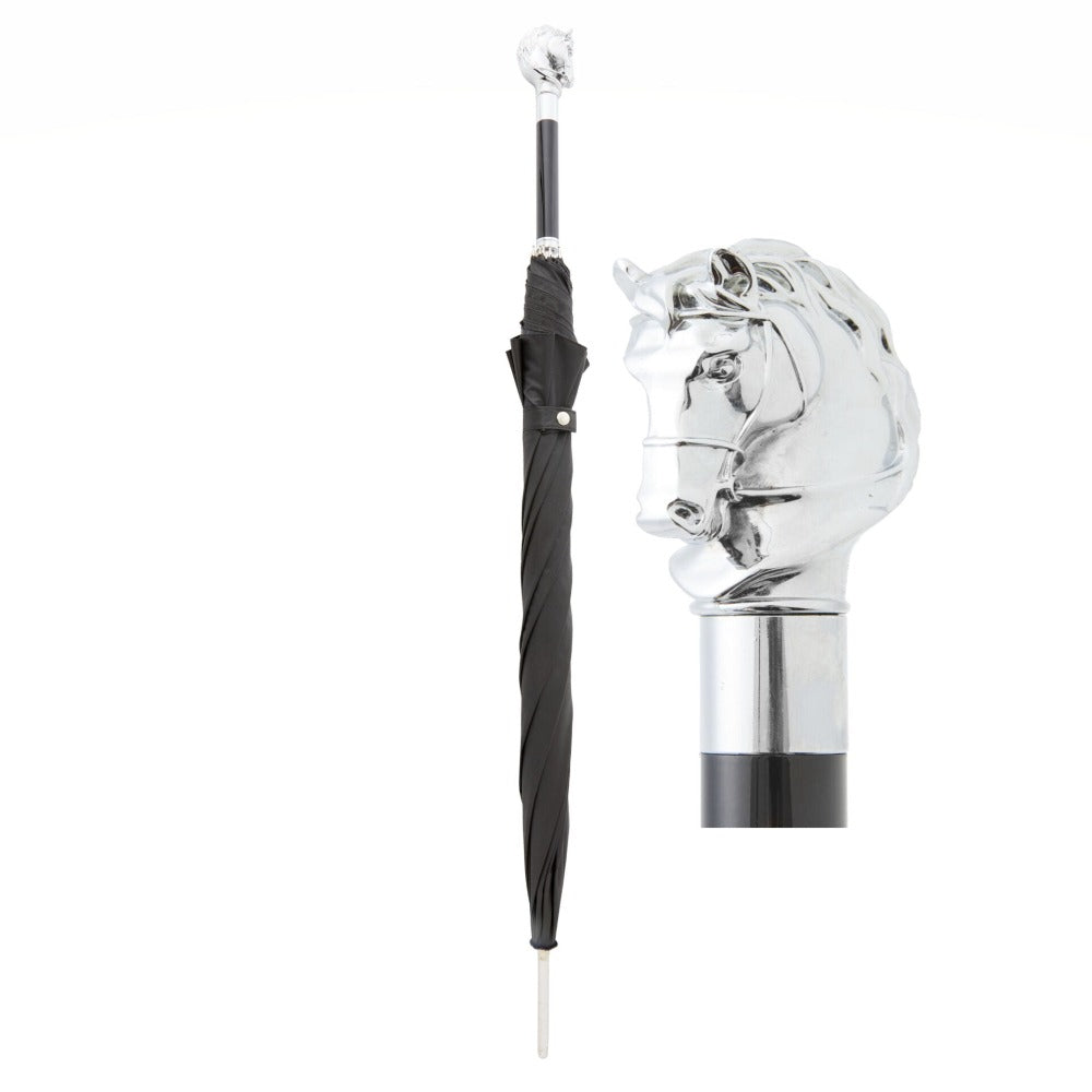 Umbrella With Nickel Horse Head Handle
