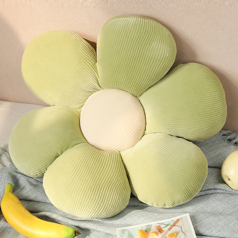 Unique Flower Plush Pillow Seat Cushion 30-35cms - Green