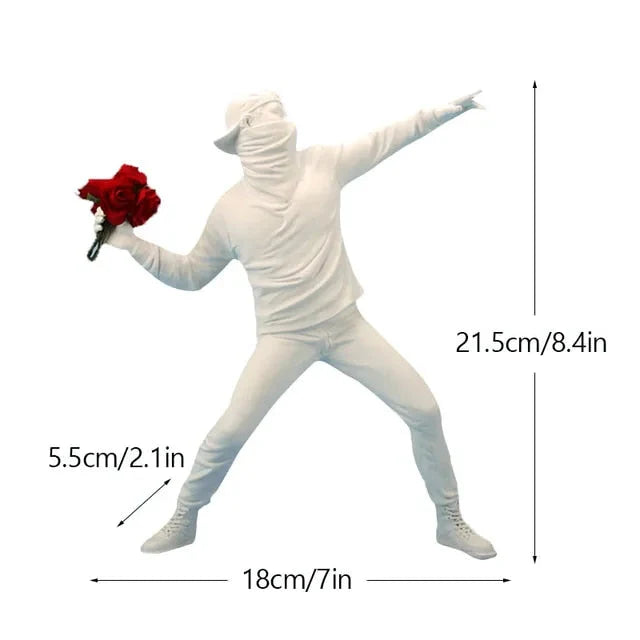 Unique Resin Nordic Flower Thrower Statue - White