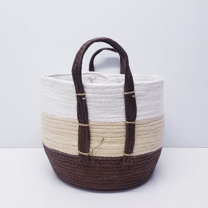 Venus Tri-color Round Storage Basket with Handles -Set of 3