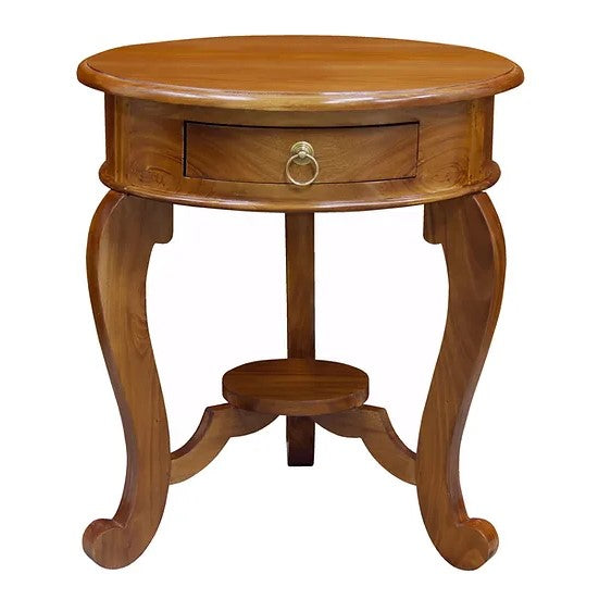 Versatile Cabriol Leg 1 Drawer Lamp Table - Light Brown