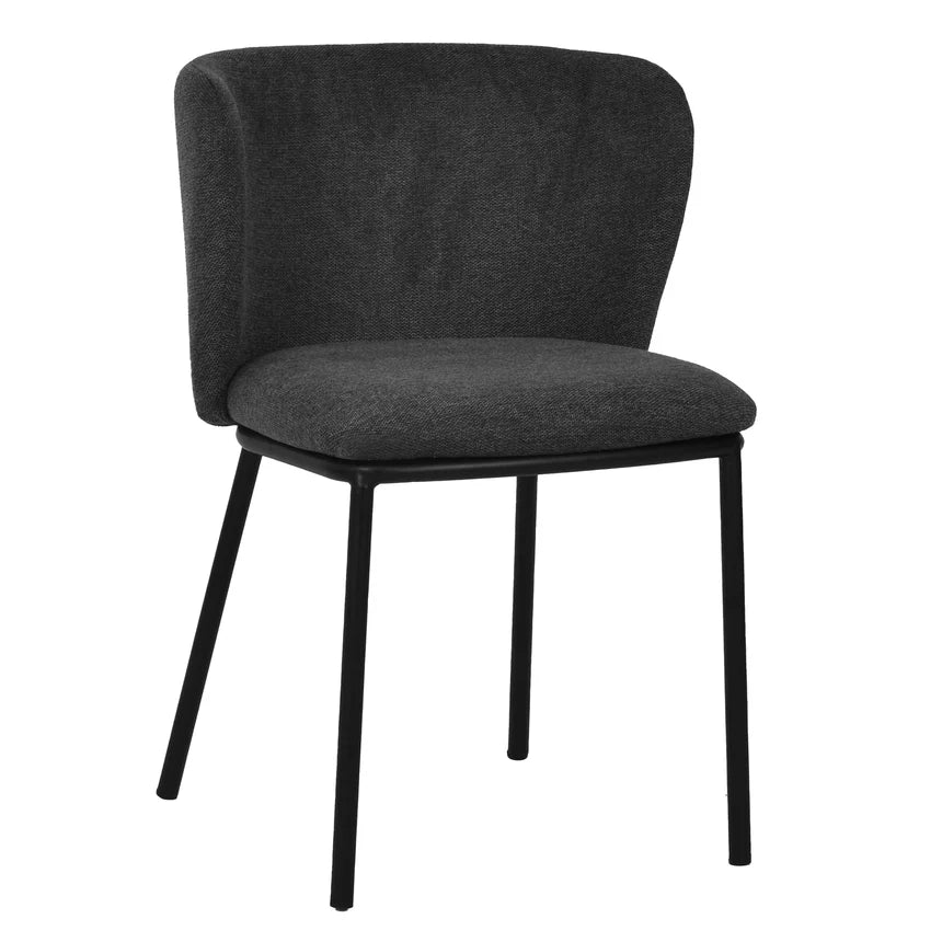 Versatile Dining Chair Set of 2 - Charcoal Grey Fabric with Black Legs