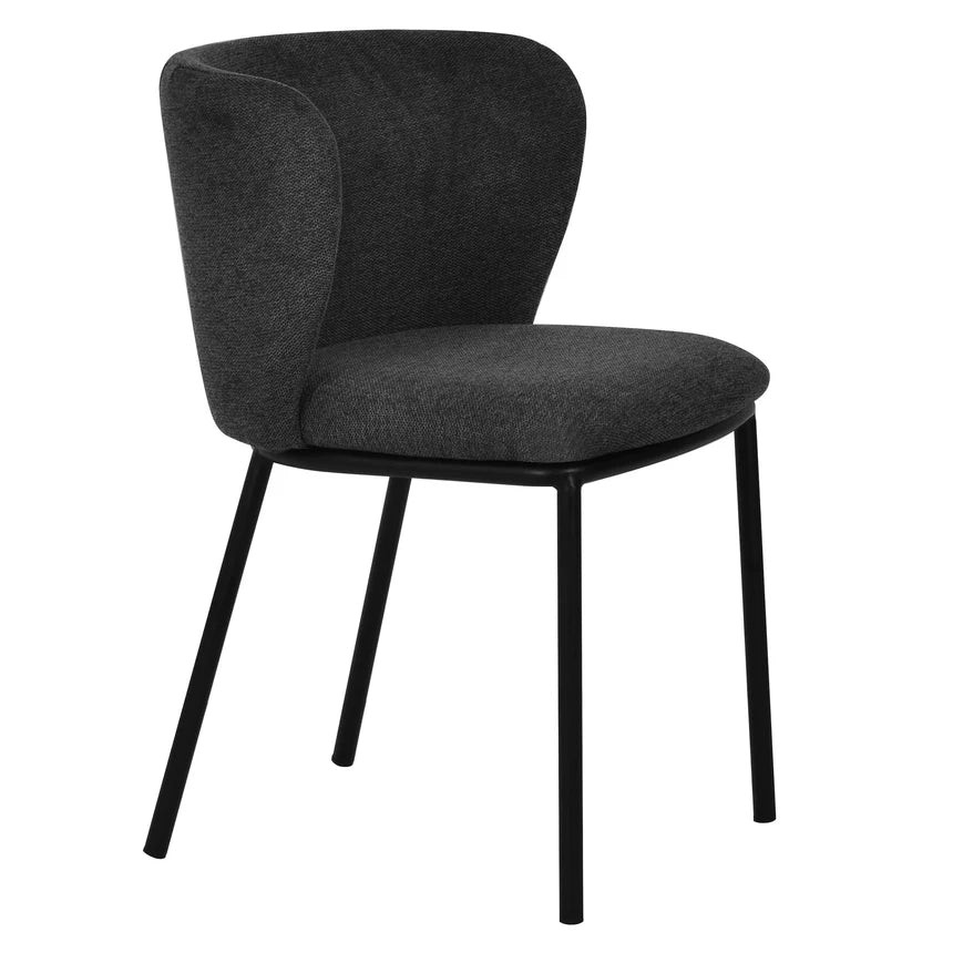 Versatile Dining Chair Set of 2 - Charcoal Grey Fabric with Black Legs