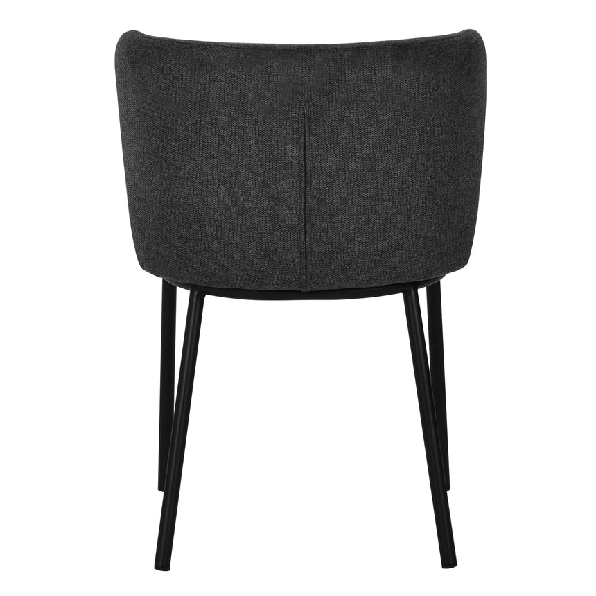 Versatile Dining Chair Set of 2 - Charcoal Grey Fabric with Black Legs