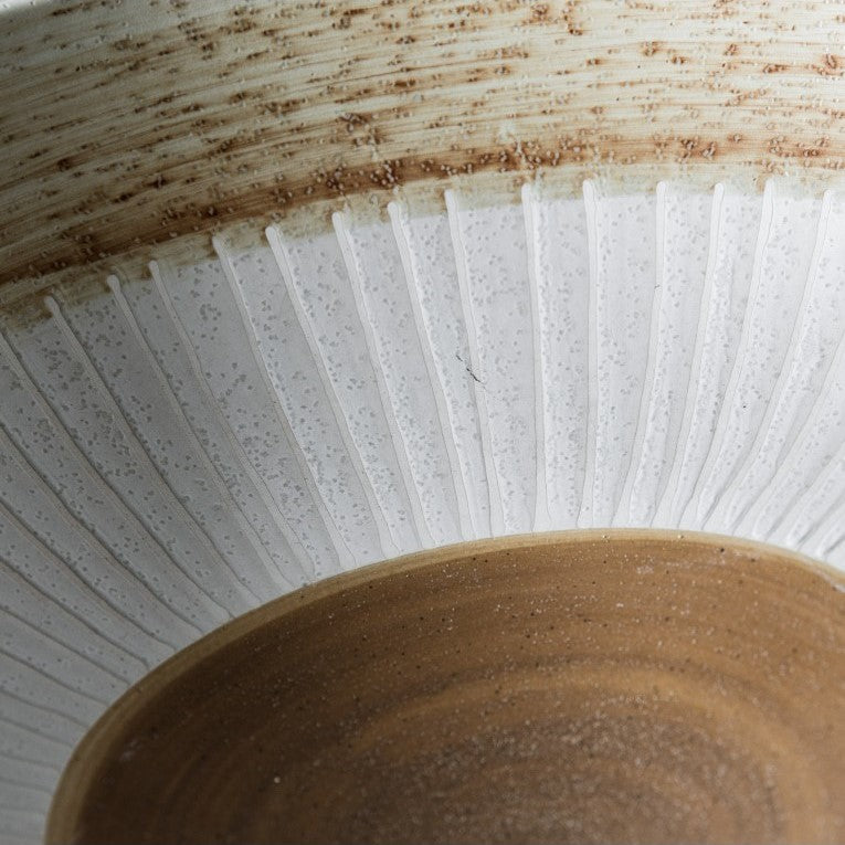 Groovy Patterned Three-Legged White Bowl