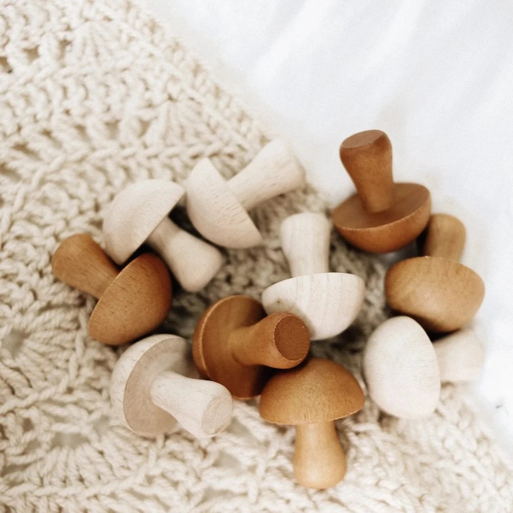 Versatile Wooden Mushroom - Set of 10
