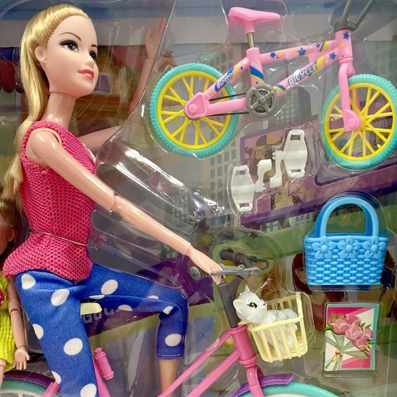 Vibrant Miss Gaga With Bicycle & Pets