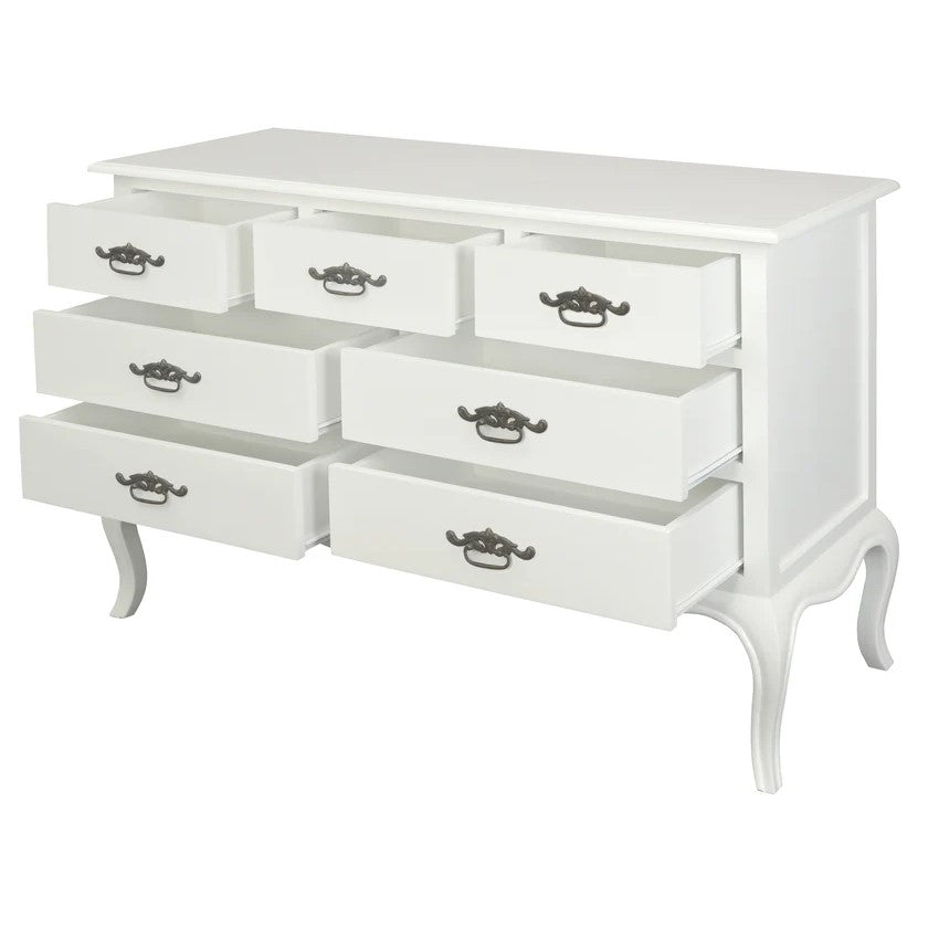 Vintage-Inspired French Provincial Tallboy - White