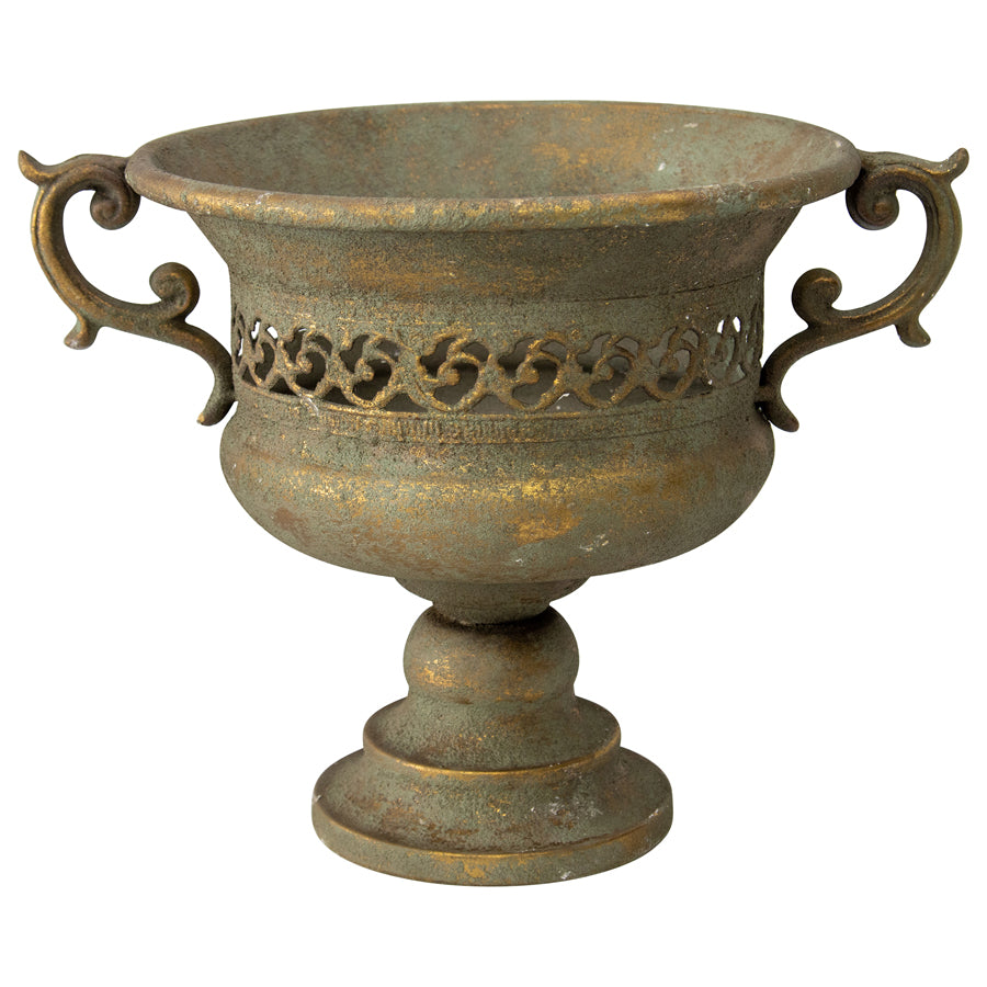 Vintage Aged French-Style Garden Urn with Handles