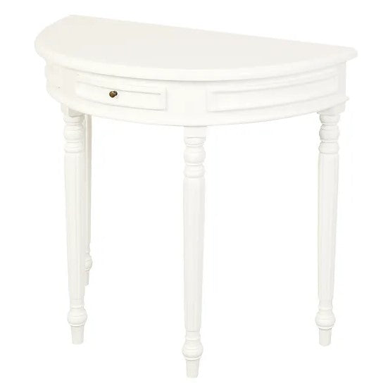 Vintage Appeal Turn Leg Half Round Sofa Table - White