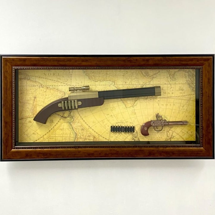 Vintage Charm Antique 2 Plastic Guns Timber Frame