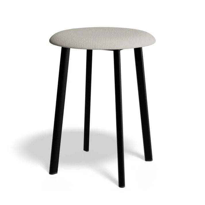 Vintage Fabric Seat Low Stool - Light Grey - 46cms
