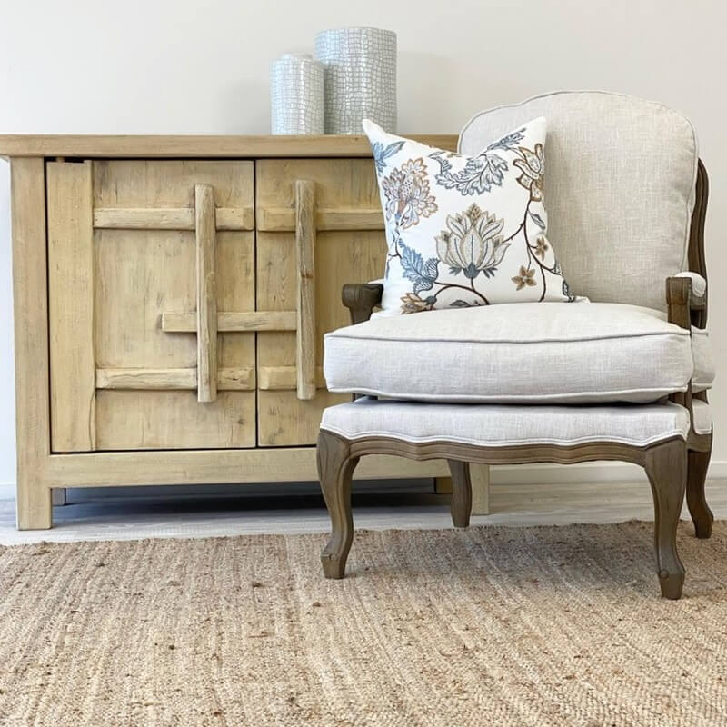 Vintage Inspired Oak Chair with Cushions