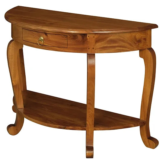 Vintage Leg 1 Drawer Half Round Sofa Table - Light Brown