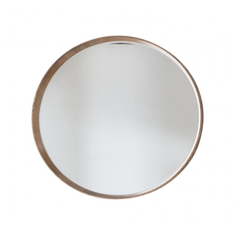 Mahogany Framed Round Wall Mirror Oak 73.5cms