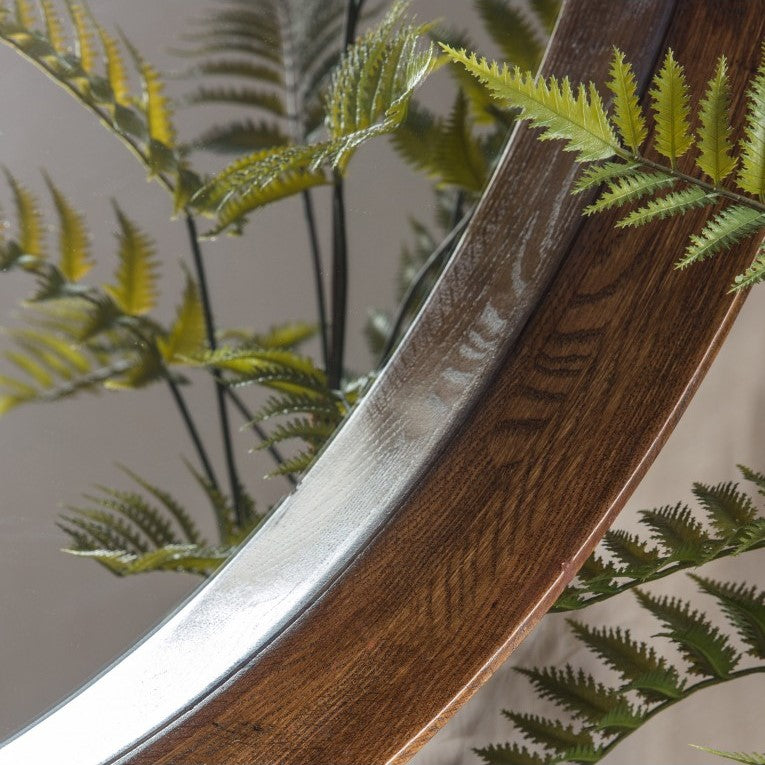 Mahogany Framed Round Wall Mirror Walnut 100cms