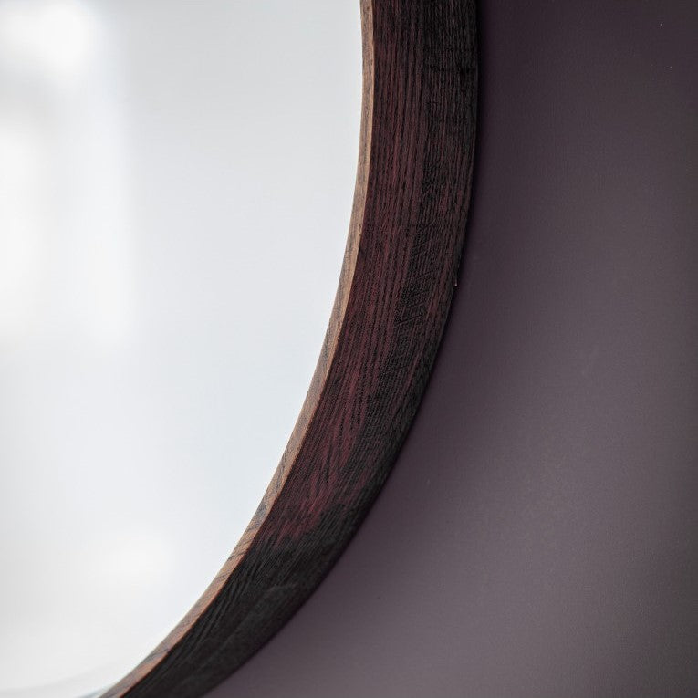 Mahogany Framed Round Wall Mirror Walnut 73.5cms