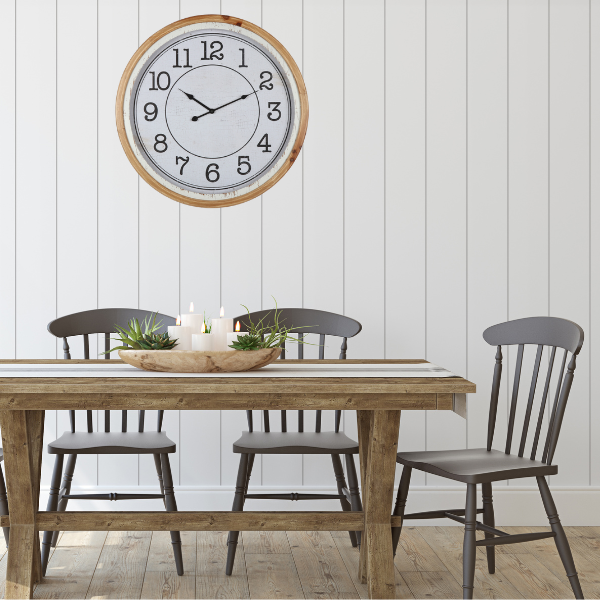 Vintage Nordic Glass-Front Wall Clock 60cms