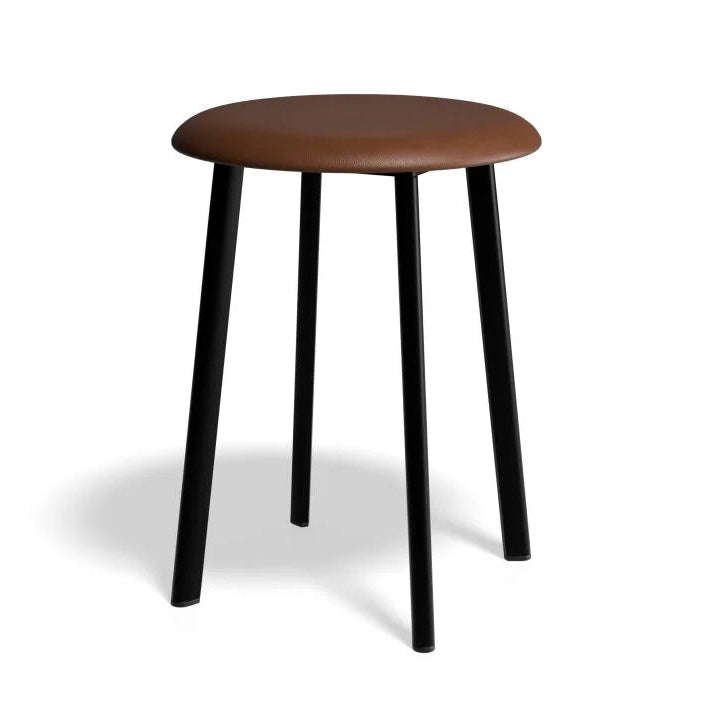 Vintage PU Leather Low Stool - Brown - 46cms