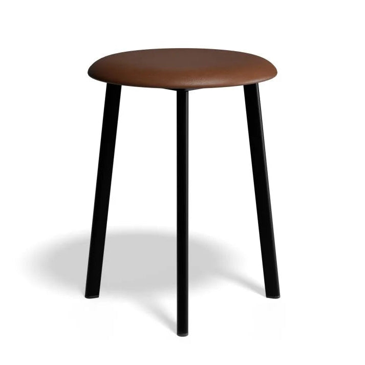 Vintage PU Leather Low Stool - Brown - 46cms