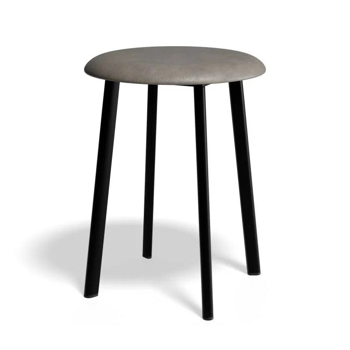 Vintage PU Leather Low Stool - Grey - 46cms