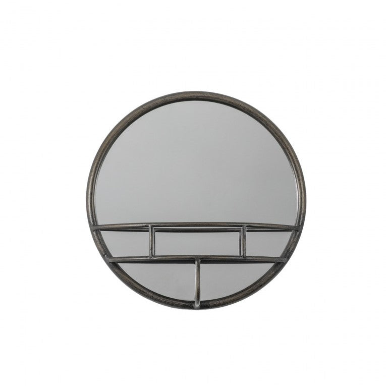 Circular Wall Mirror with Integrated Shelf 40cms