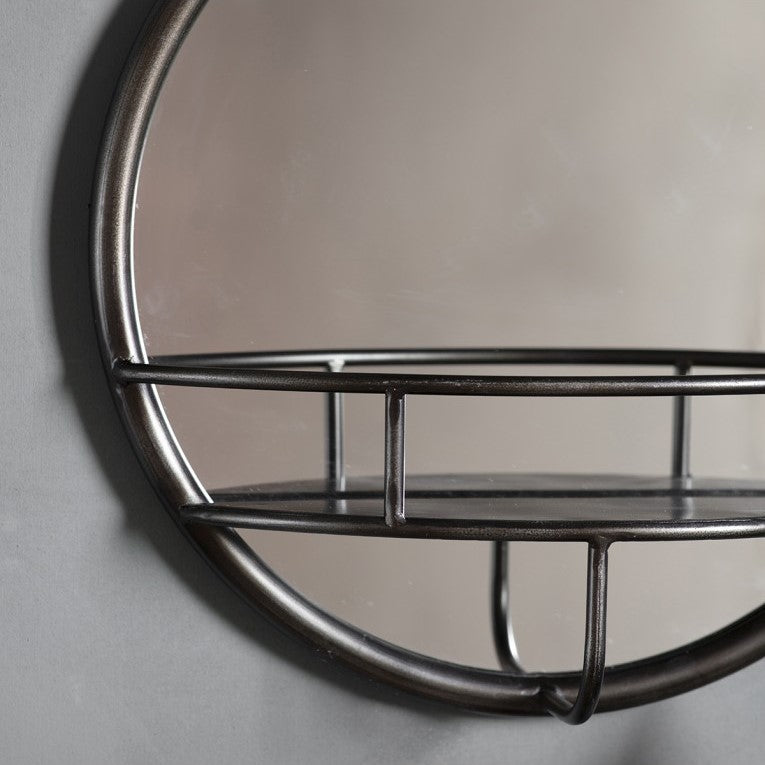 Circular Wall Mirror with Integrated Shelf 40cms