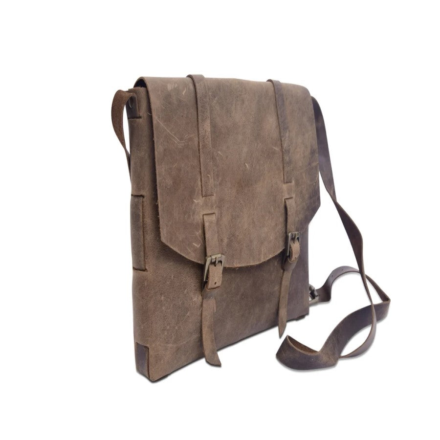 Vintage Vibe Rustic Leather Bag with Belt Lock