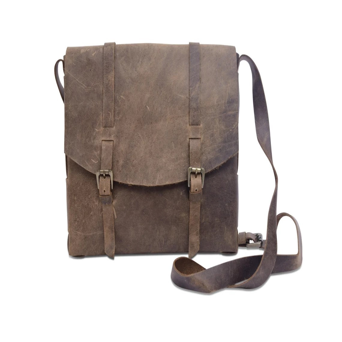 Vintage Vibe Rustic Leather Bag with Belt Lock