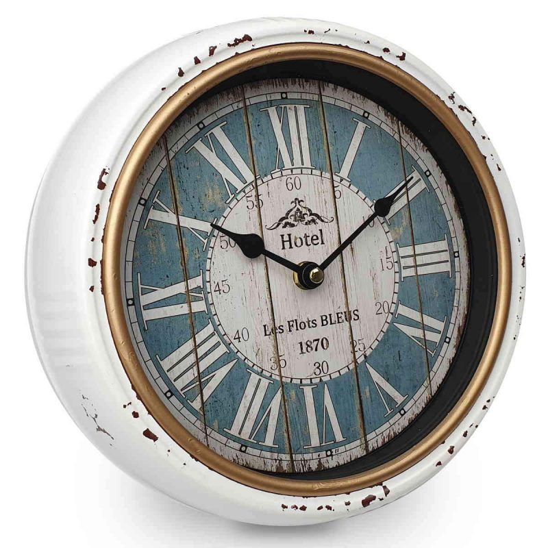 Vintage White Round Wall Clock 24cms