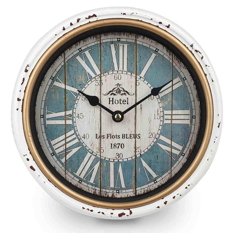Vintage White Round Wall Clock 24cms