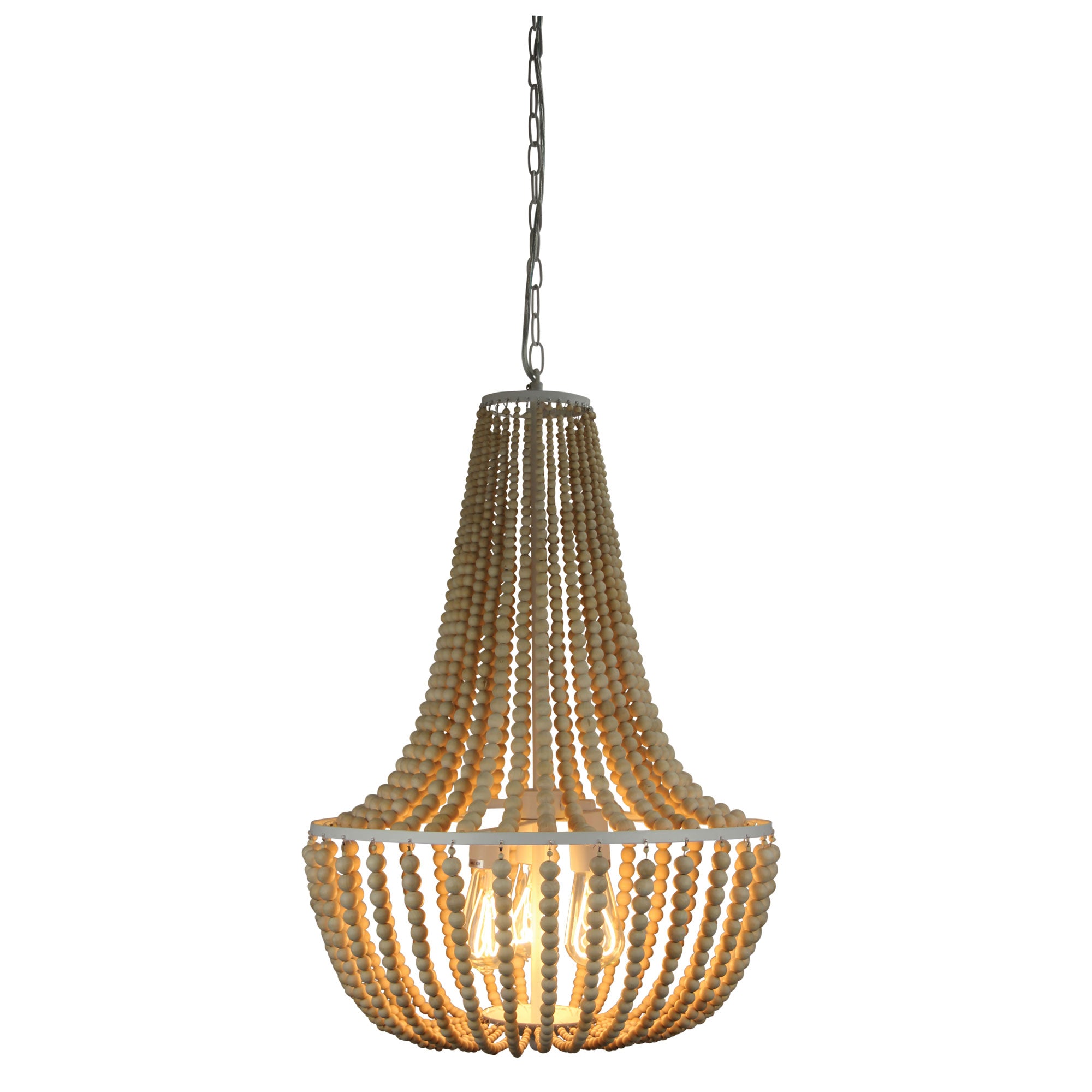 Vintage Wood Beaded Pendant Light