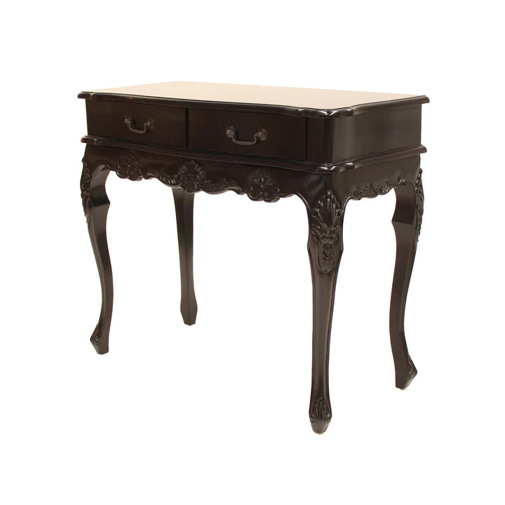 Vintage Wooden 2 Drawer Console - Black