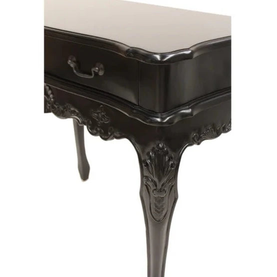 Vintage Wooden 2 Drawer Console - Black