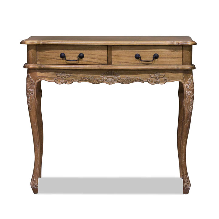 Vintage Wooden 2 Drawer Console - Weathered Oak